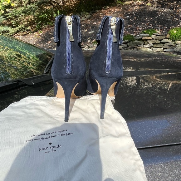 Kate Spade Navy Suede Glitter Cuff Bootie - Picture 2 of 6